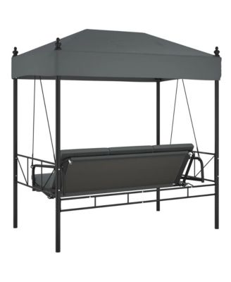 Garden Swing Bench Dark Grey Powder-Coated Steel, Polyester