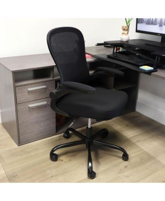 Mid Back Adjustable Mesh and Fabric Office Chair in Black