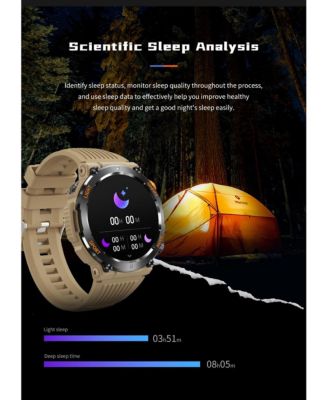 Outdoor Sports Smart watch with Compass Emergency Light IPS HD Large Round Screen -Orange