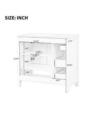 36&amp;#x22; Solid Wood and MDF Bathroom Vanity with Sink Top, Cabinet Doors, Drawers and Open Shelf