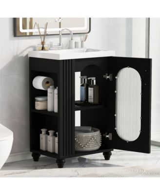 20&amp;quot; Bathroom Vanity with Sink, Cabinet with Two-Tier and Adjustable Shelf, Solid Wood and MDF