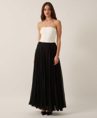 Women's Strapless Two-Tone Tulle Evening Gown