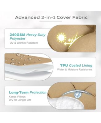 Outdoor Tufted Adirondack Chair Cushion Set of 2, High-Back with Ties, Waterproof & Fade-Resistant