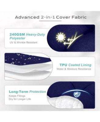 Outdoor Tufted Adirondack Chair Cushion Set of 2, High-Back with Ties, Waterproof & Fade-Resistant