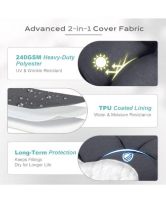 Outdoor Tufted Adirondack Chair Cushion Set of 2, High-Back with Ties, Waterproof & Fade-Resistant