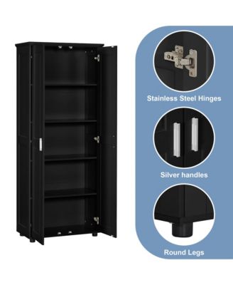 Storage Cabinet with Two Doors for Bathroom, Office, Adjustable Shelf, MDF Board