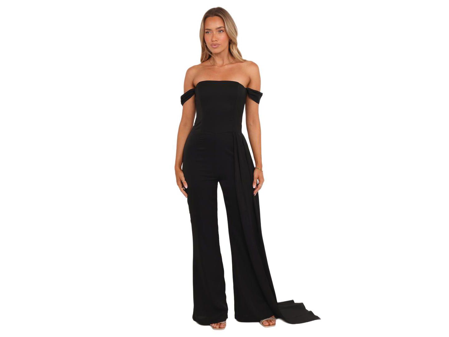 Женский комбинезон Petal and Pup Jenny Off Shoulder Jumpsuit - Black, цвет: Чёрный — фото 1