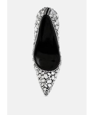 Womens Iceout Diamante & Rhinestone Embellishments Pumps