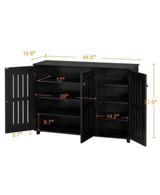 Louvered Door 4-Tier Shoe Storage Cabinet Closed Shoes Rack 