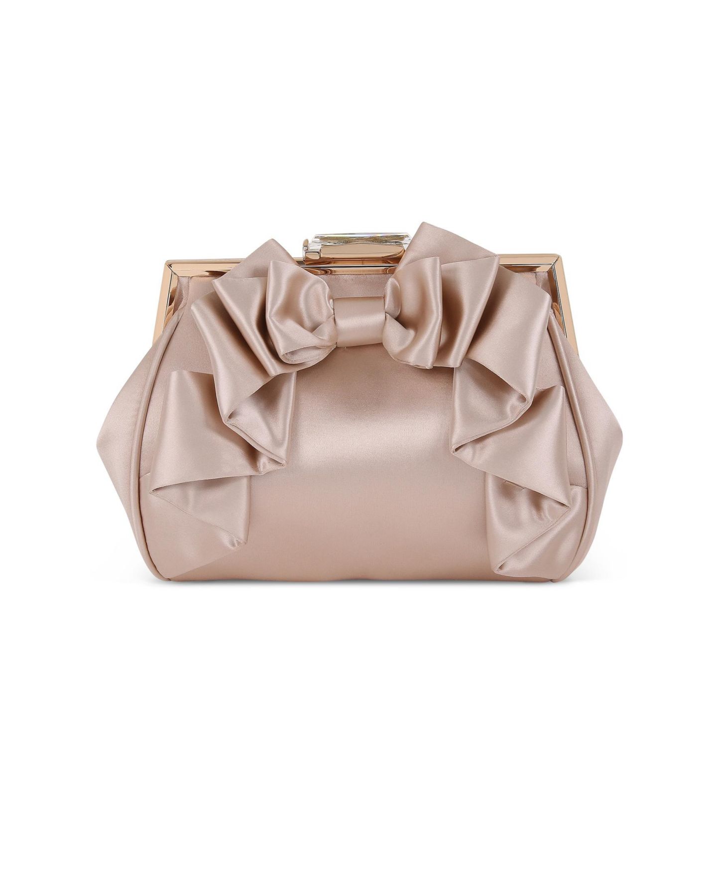 Женская сумка Jewel Badgley Mischka Mae Signature Satin Pouch Framed with Luxurious Satin Bow, цвет: Шампань — фото 1