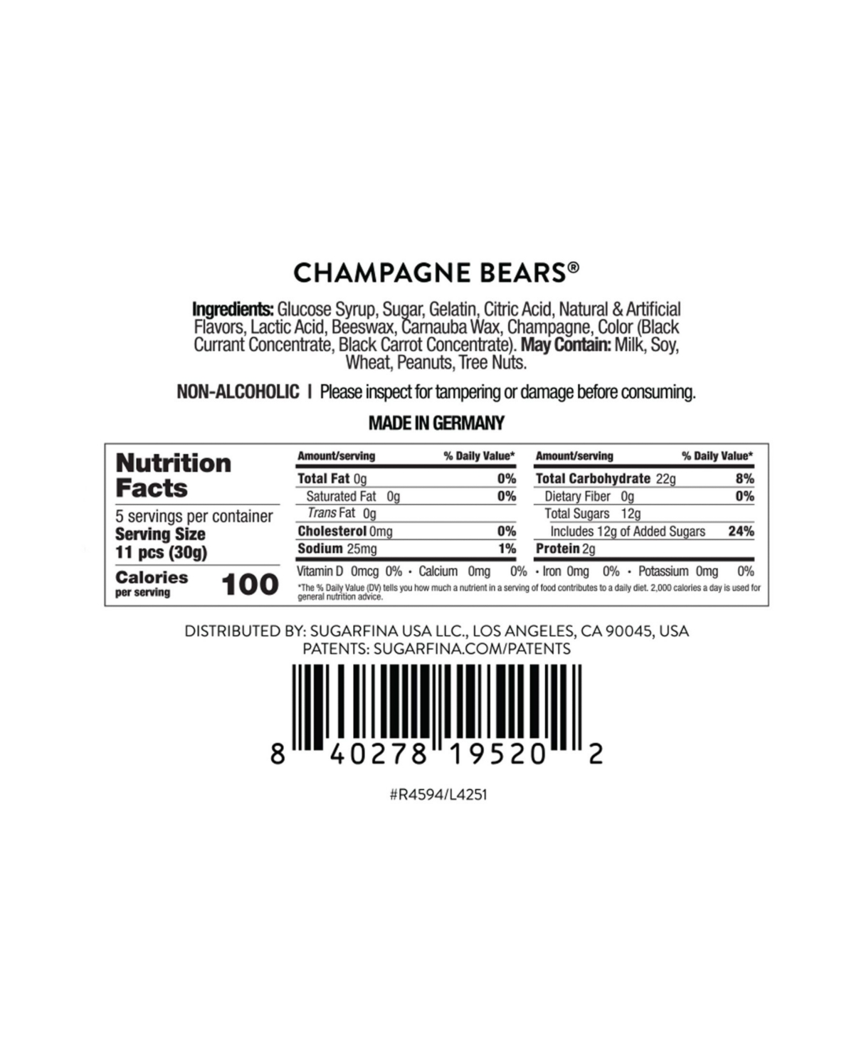 Sugarfina Champagne Bears Celebration Bottle Duo, 2 Piece