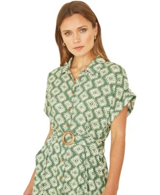 Women's Midi Shirt Dress With Matching Belt