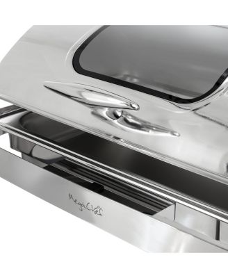 9.5 Quart Oblong Roll Top Stainless Steel Professional Chafing Dish/Food Warmer/Buffet Server with Window