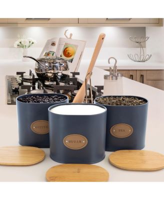Kitchen Food Storage and Organization 5 Piece Canister Set with Bamboo Lids
