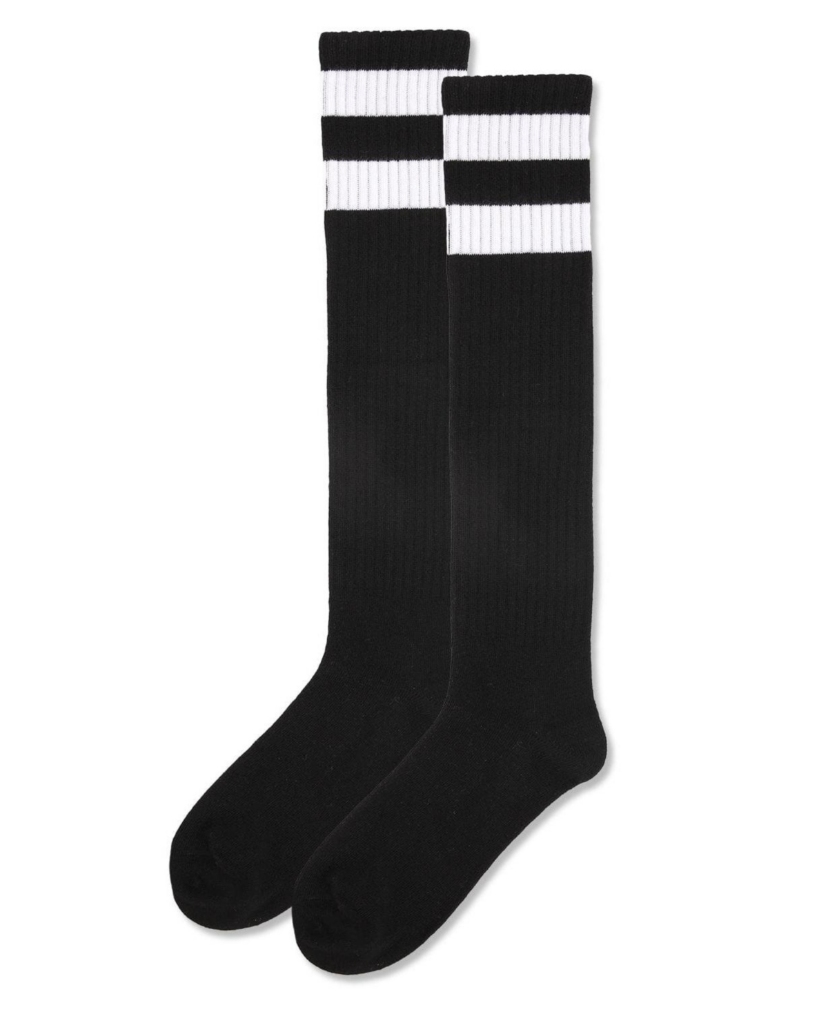 MeMoi Women's Ribbed Rugby Athletic Stripe Knee High Socks