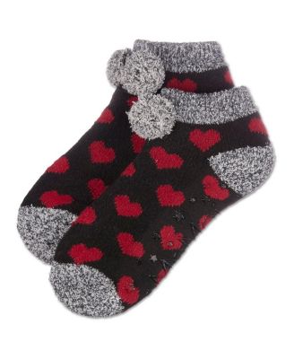Women's Color Hearts Buttersoft Plush Lined Low Cut Socks