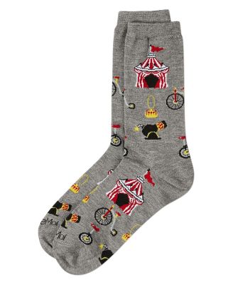 Women's "Circus Tent" Rayon Blend Novelty Crew Sock