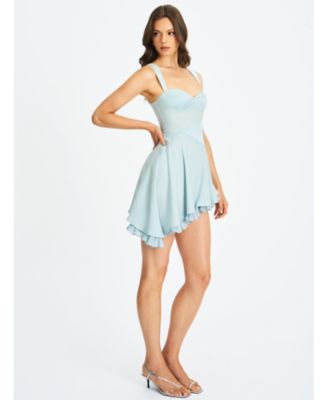 Women's Yaffa Baby Blue Asymmetrical Mini Dress