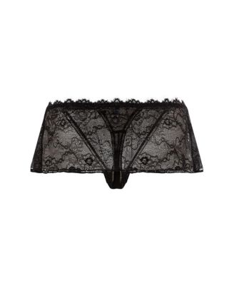 Women's Sexy Black Sheer Lace Skirt Open Thong