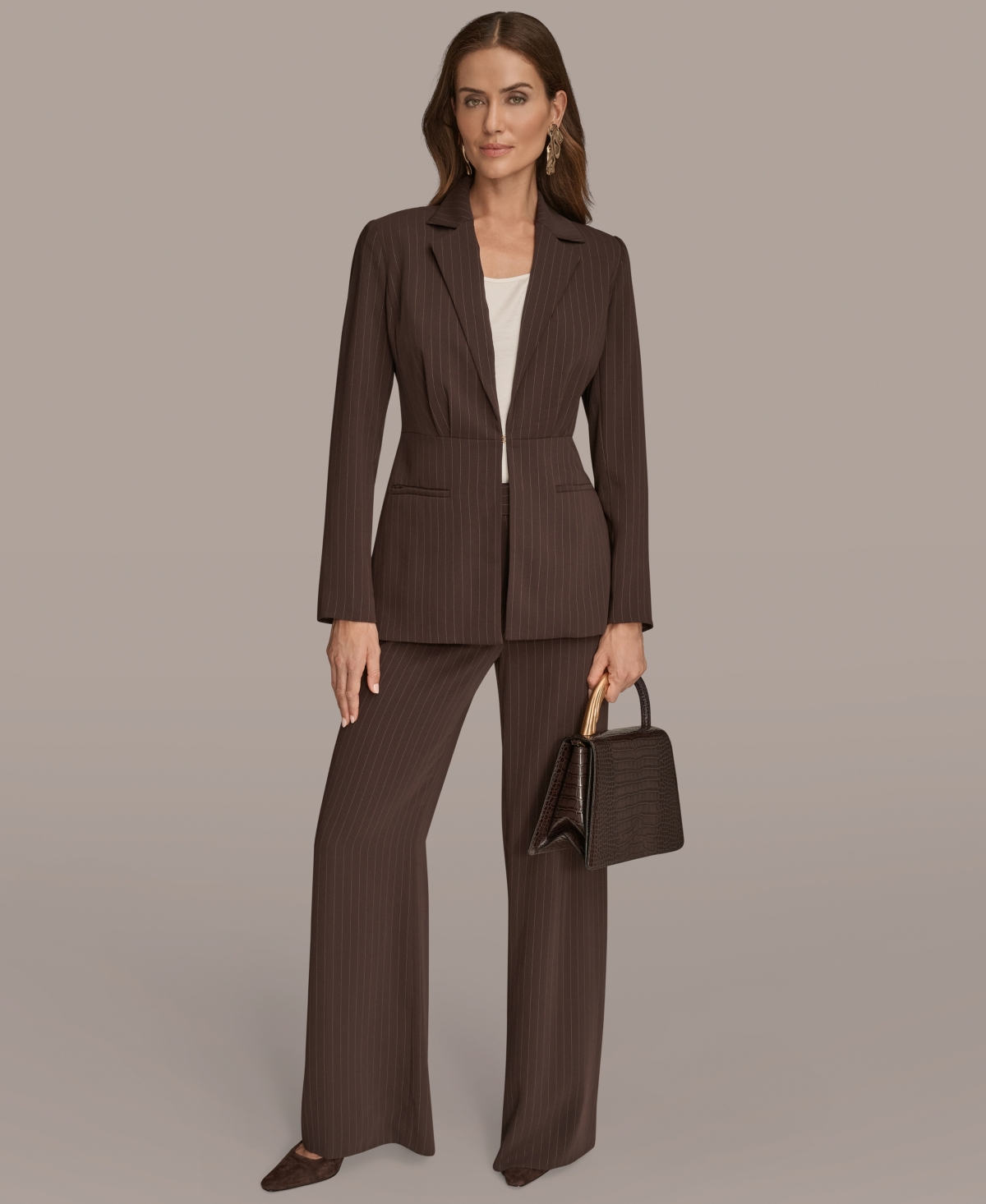 Donna Karan New York Women's Pinstripe Tie-Waist Jacket