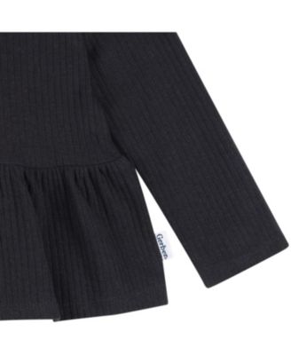 Toddler Girls 3-Pack Long Sleeve Shirts, Navy/Oatmeal/Violet, 5T