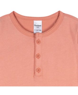 Toddler Girls 3-Pack Long Sleeve Shirts, Navy/Oatmeal/Violet, 5T
