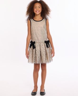 Girls' 7-16 Sequin Dot Dress and Cardigan, 2-Piece Set