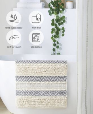 Asher Woven Texture Stripe Bath Rug, 22" x 58"