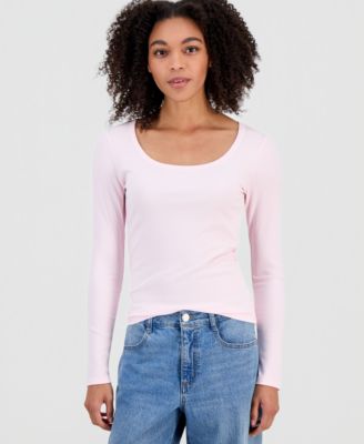 Self Esteem - Juniors' Basic Soft Rib Long-Sleeve Top