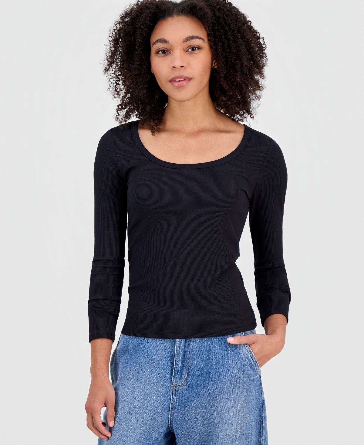 Self Esteem Juniors' Basic Soft Rib Long-Sleeve Top