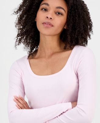 Juniors' Basic Soft Rib Long-Sleeve Top