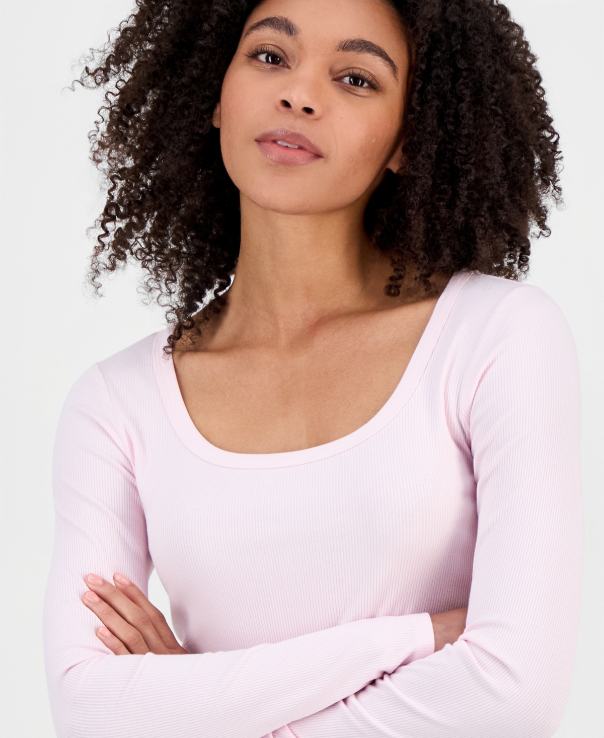 Self Esteem Juniors' Basic Soft Rib Long-sleeve Top In Pink