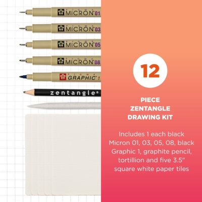 Zentangle tool set w/ 3.5" White Tiles
