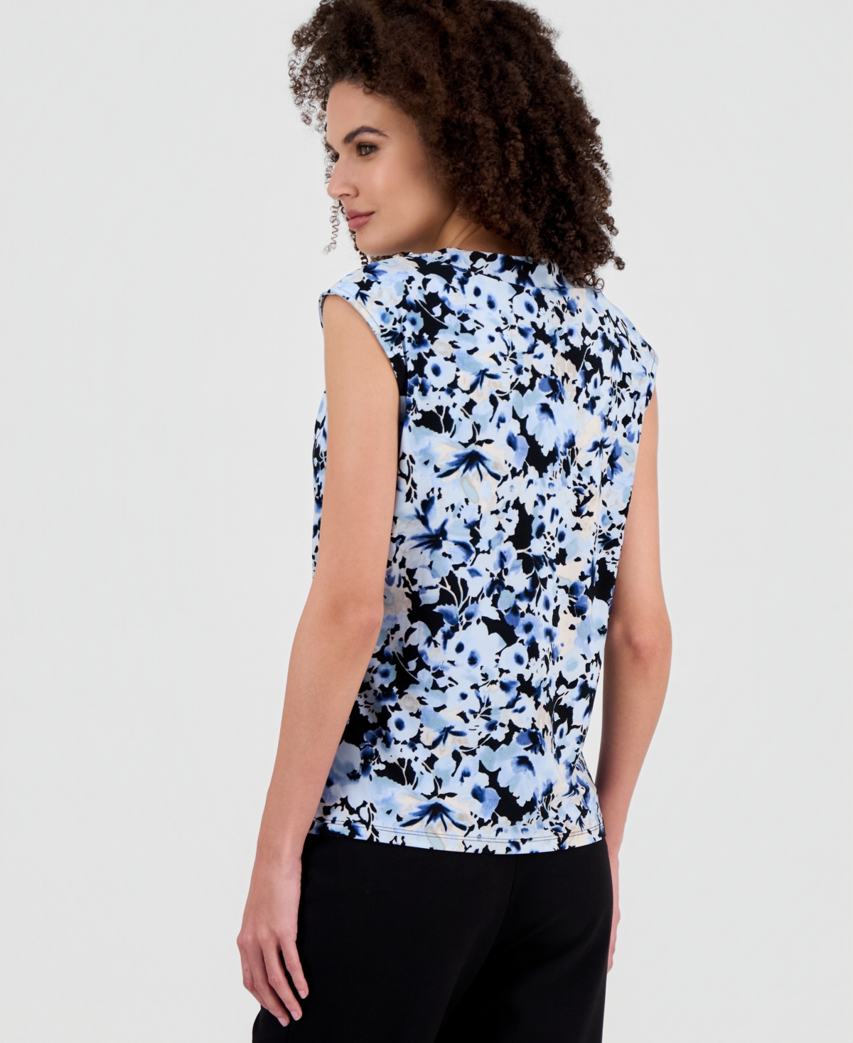 Anne Klein Women's Cowl-Neck Floral-Print Top