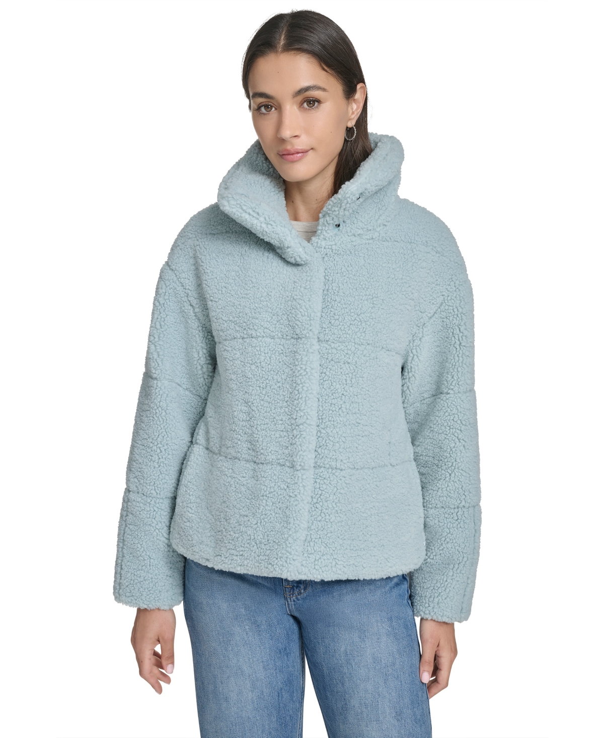 Levi's Quilted Faux Fur Short Teddy Jacket In Blue