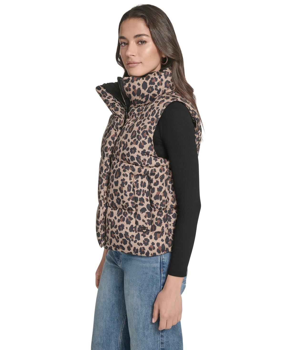 Levi's Women's Regular Stand Collar Puffer Vest In Animal Print