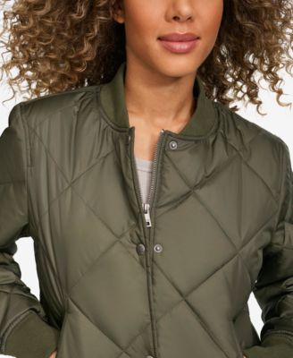Women's Regular Diamond Quilted Sherpa Lined Bomber Jacket