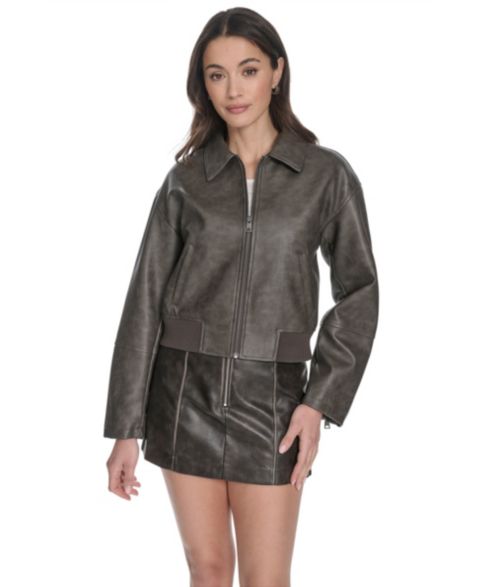 Женская куртка Levi's Faux Leather Bomber, цвет: Пепельный