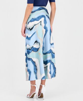 Women's Printed Pull-On Flare-Hem Maxi Skirt 