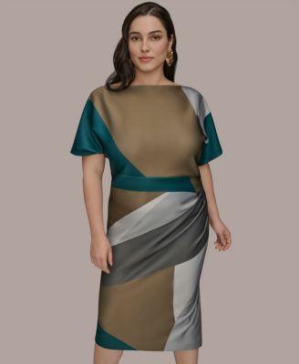 Plus Size Boat Neck Scuba Dress