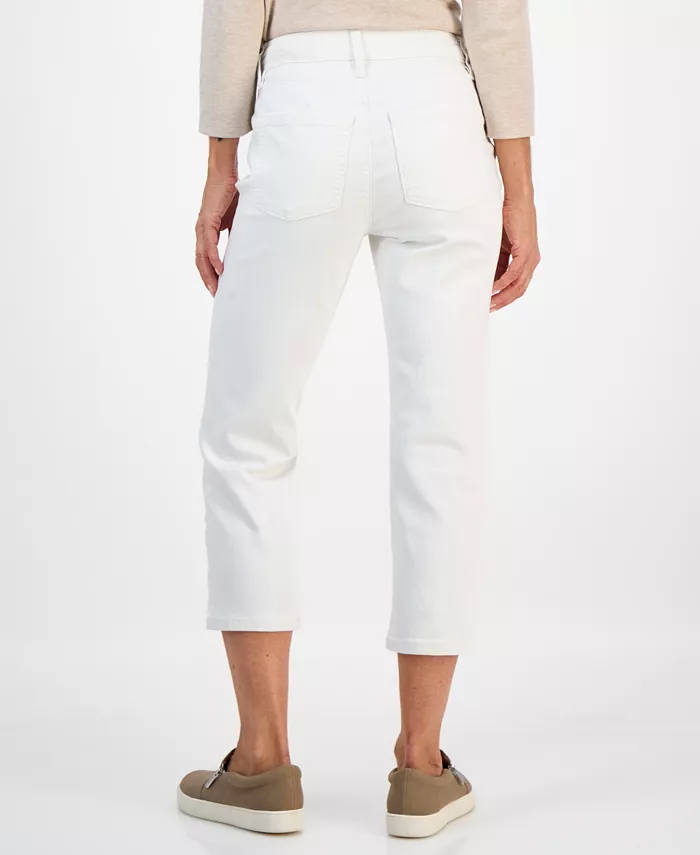 Petite Embroidered Cuff High Rise Capri Jeans - thumbnail 4