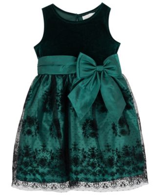 Girls' 2T-6X Bow Applique Border Mesh Dress