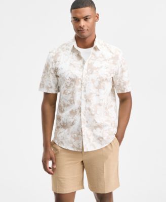 Alfani - Men's Short Sleeve Layered Botanical Shirt