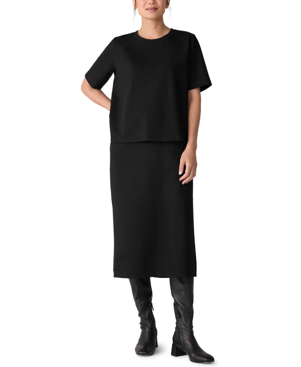Eileen Fisher Women's Pocket Detail Calf-length Skirt In Black