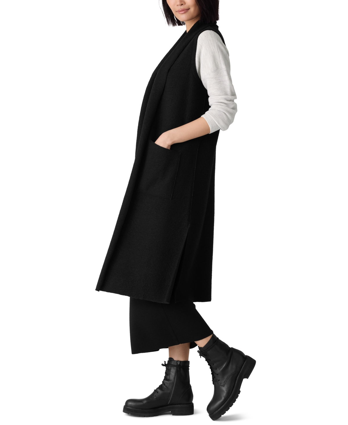 Eileen Fisher Women's Shawl Collar Vest In Black