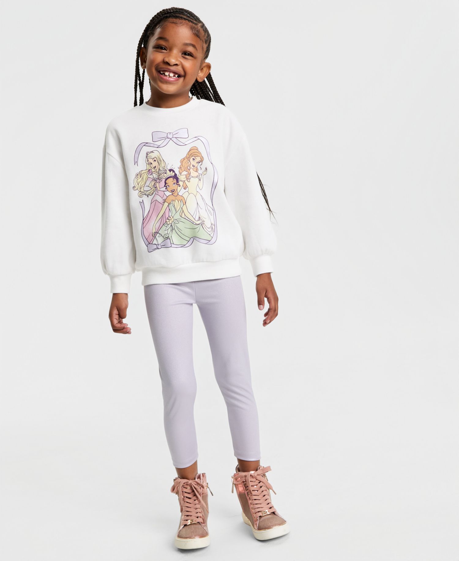 Girls' 2T-6X Princess Long-Sleeve Top and Metallic Pants, 2-Piece Set