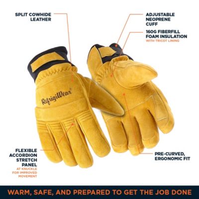 Men's Stretch Knuckle Insulated Leather Gloves - Extreme Cold Protection, Flexible & Durable Work Gloves