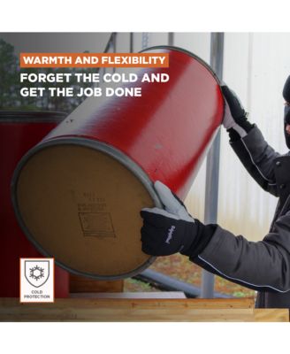 Men's Nylon & Leather Glove - Insulated Work Gloves for Sub-Freezing Temperatures