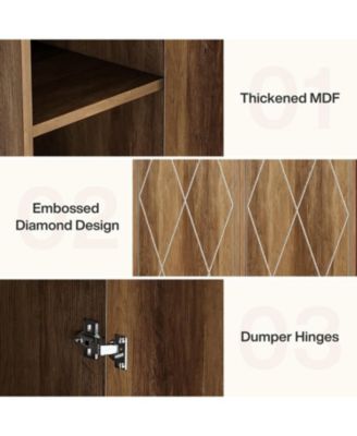 75.39-Inch Tall Wood Storage Cabinet with 6 Shelves, Narrow Kitchen Pantry