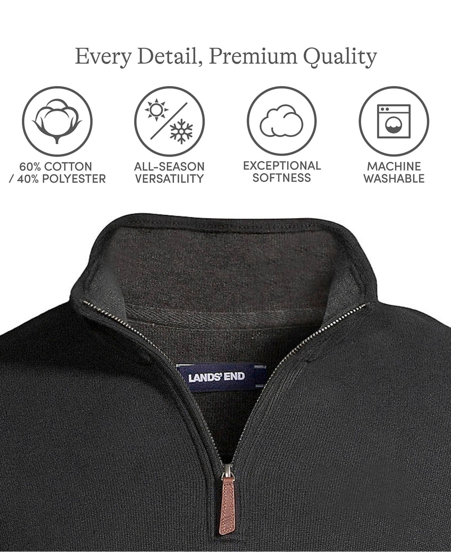 Big & Tall Bedford Rib Quarter Zip Pullover Sweater